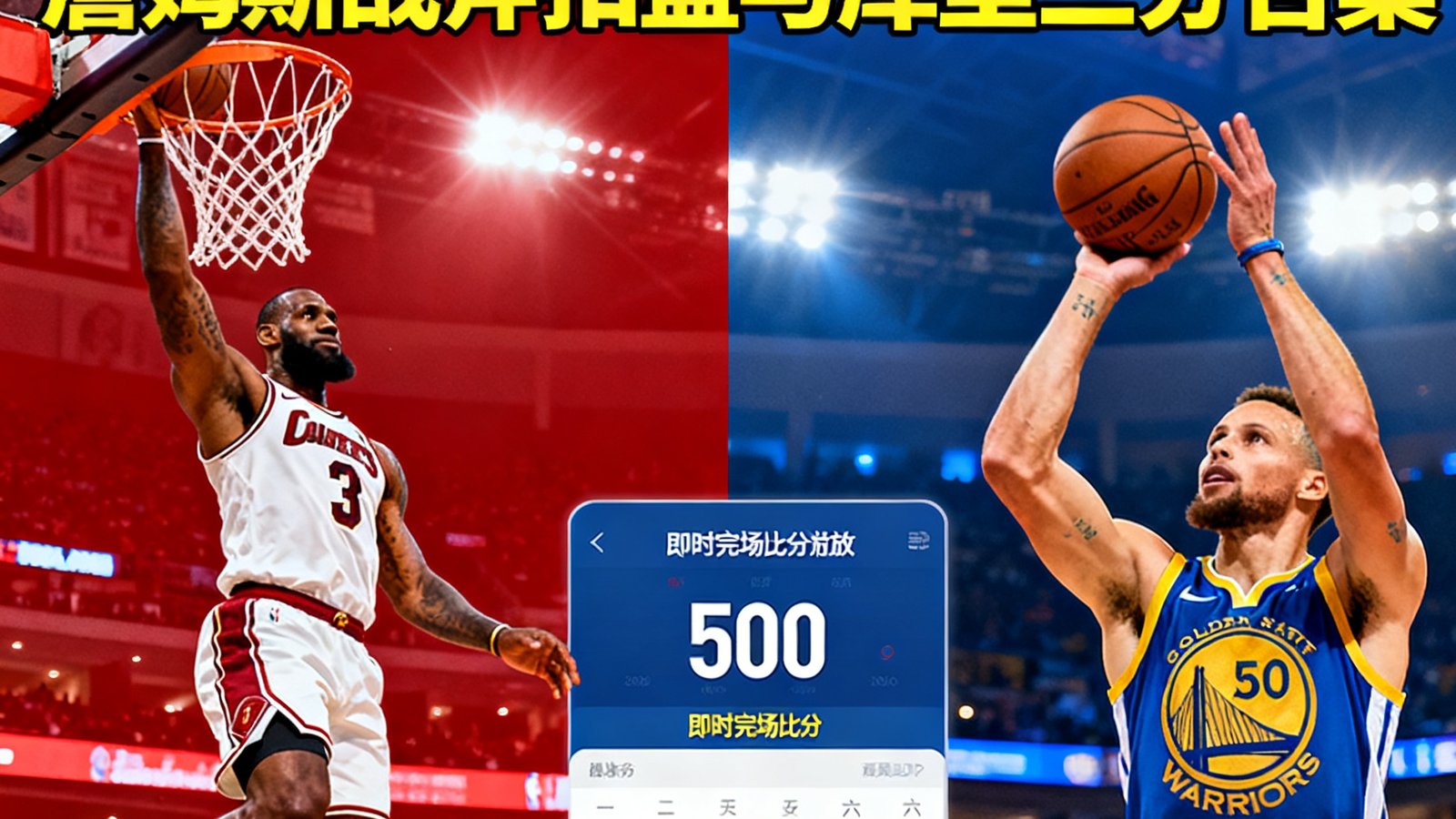 NBA精彩集锦：詹姆斯战斧扣篮与库里三分合集，500即时完场比分回放页面